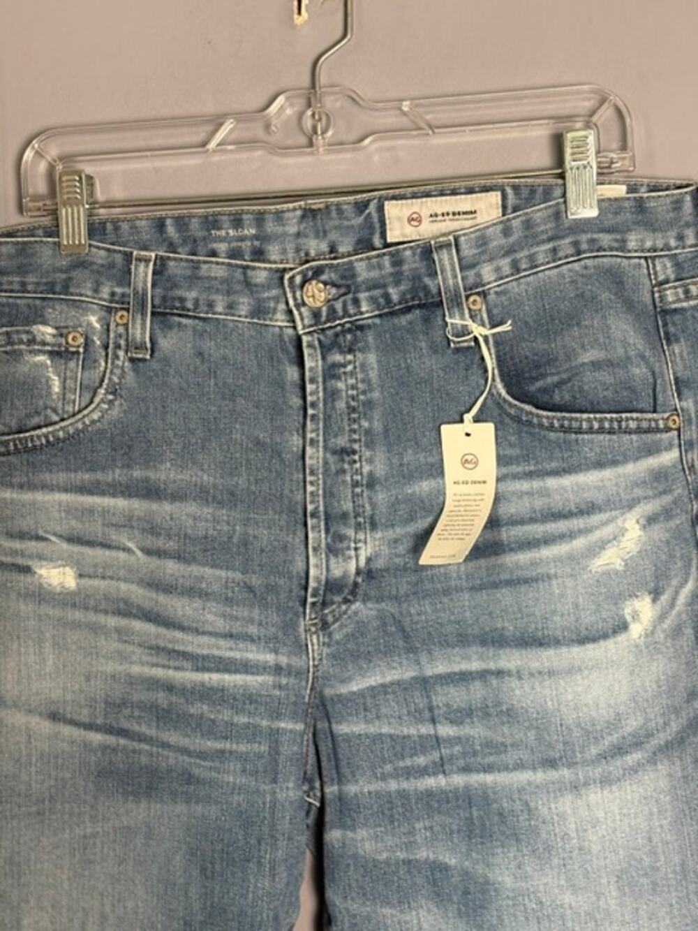 AG Adriano Goldschmied Womens Sloan Vintage Straight Distressed Jeans 32R NWT